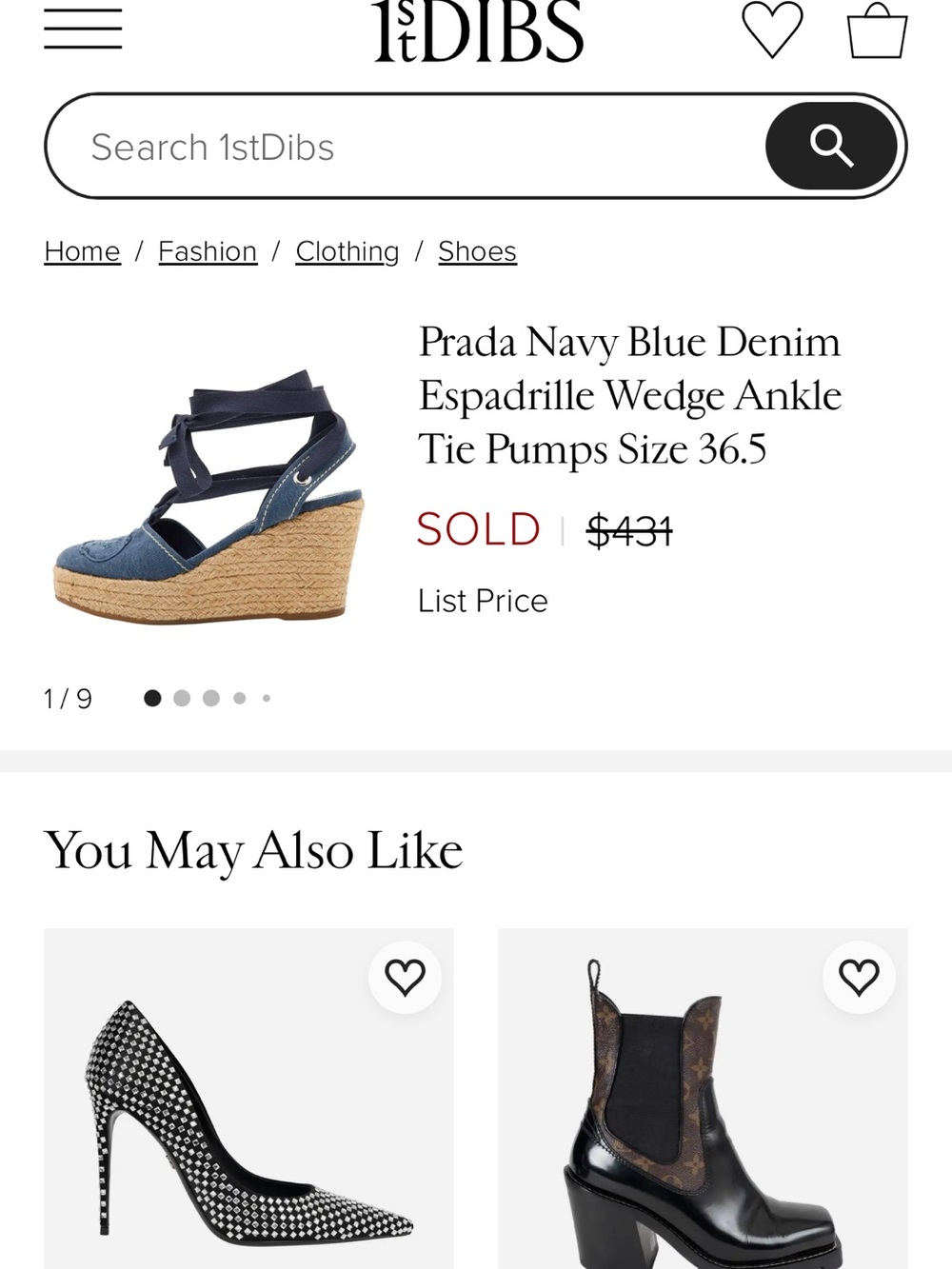 Prada Denim Blue Canvas Espadrille Wedge Sandals - Picture 3 of 3